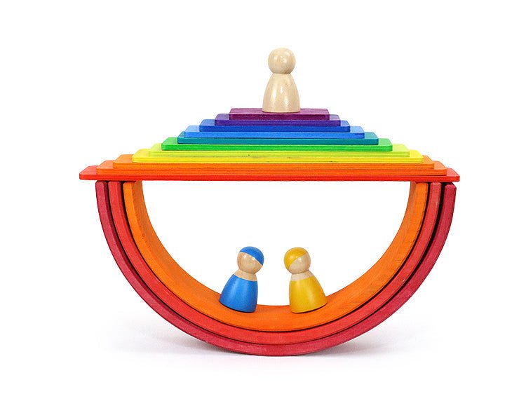11 Pcs Wooden Rainbow Rectangular Building Boards in Primary Colors - The Nurturing Nook