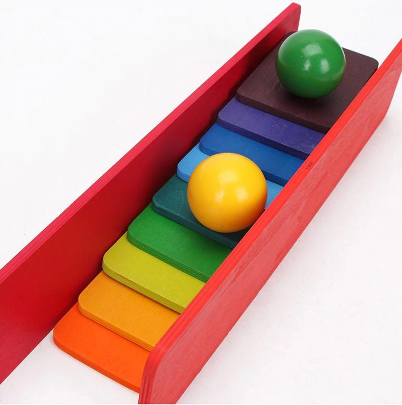 11 Pcs Wooden Rainbow Rectangular Building Boards in Primary Colors - The Nurturing Nook