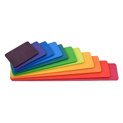 11 Pcs Wooden Rainbow Rectangular Building Boards in Primary Colors - The Nurturing Nook