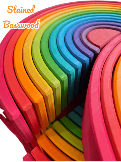 12 Pcs Large Wooden Rainbow Stacking Blocks in Primary Colors - The Nurturing Nook