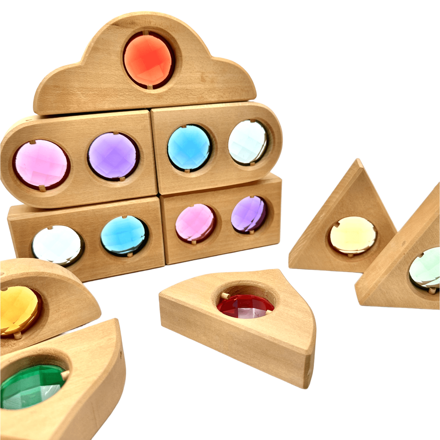 12 Pcs Rainbow Fairytale Window Blocks with Storage Tray - The Nurturing Nook