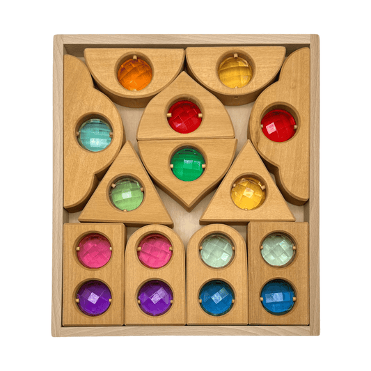 12 Pcs Rainbow Fairytale Window Blocks with Storage Tray - The Nurturing Nook