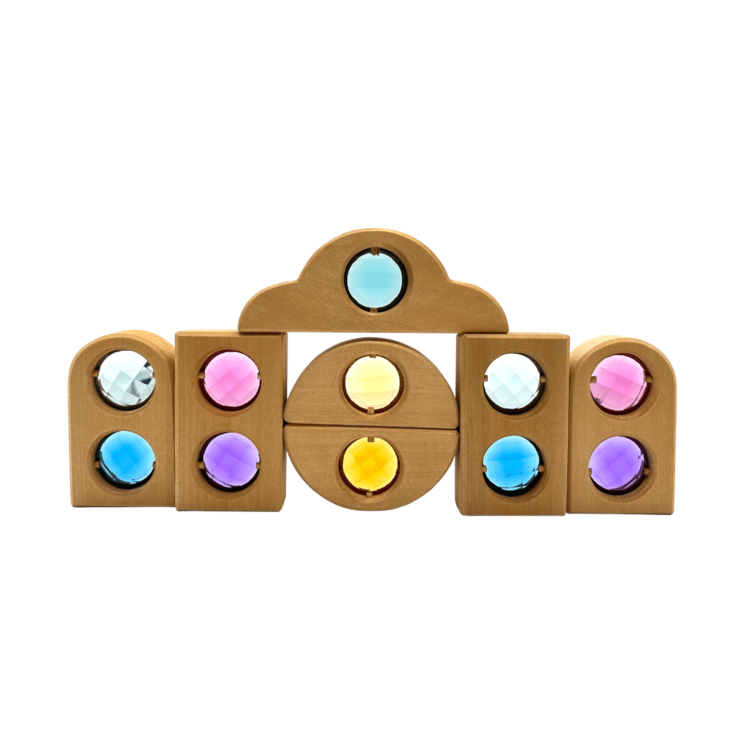 12 Pcs Rainbow Fairytale Window Blocks with Storage Tray - The Nurturing Nook
