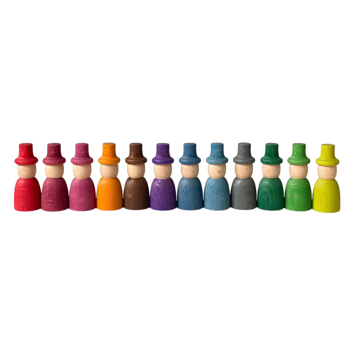 12 Pcs STAINED Wooden Wizard Peg Dolls Set - The Nurturing Nook