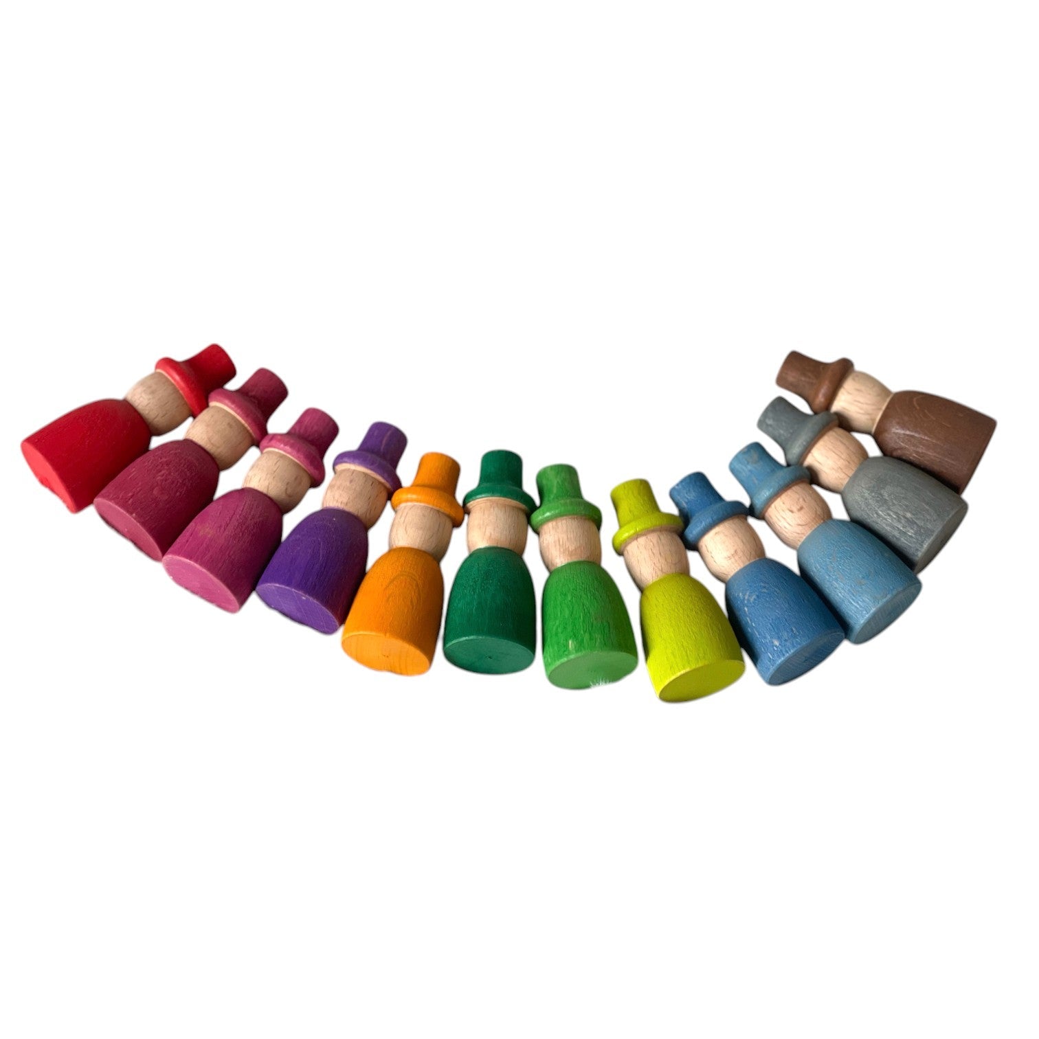12 Pcs STAINED Wooden Wizard Peg Dolls Set - The Nurturing Nook