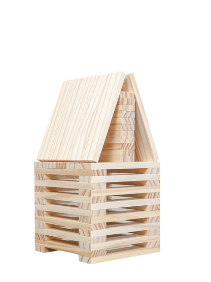 120 Pcs Natural Wooden Building Planks Set - The Nurturing Nook