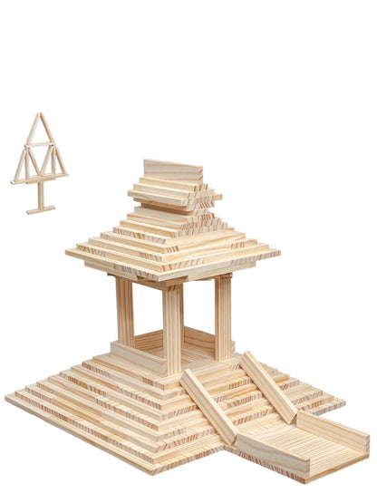 120 Pcs Natural Wooden Building Planks Set - The Nurturing Nook