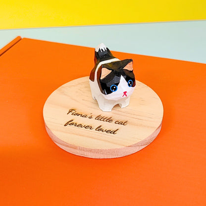 Hand-Carved Wooden Cats, Personalized Gift for Cat Lovers