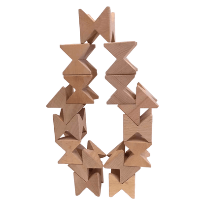 16 Pcs Natural Wooden Construction Puzzle Toy with Storage Tray - The Nurturing Nook