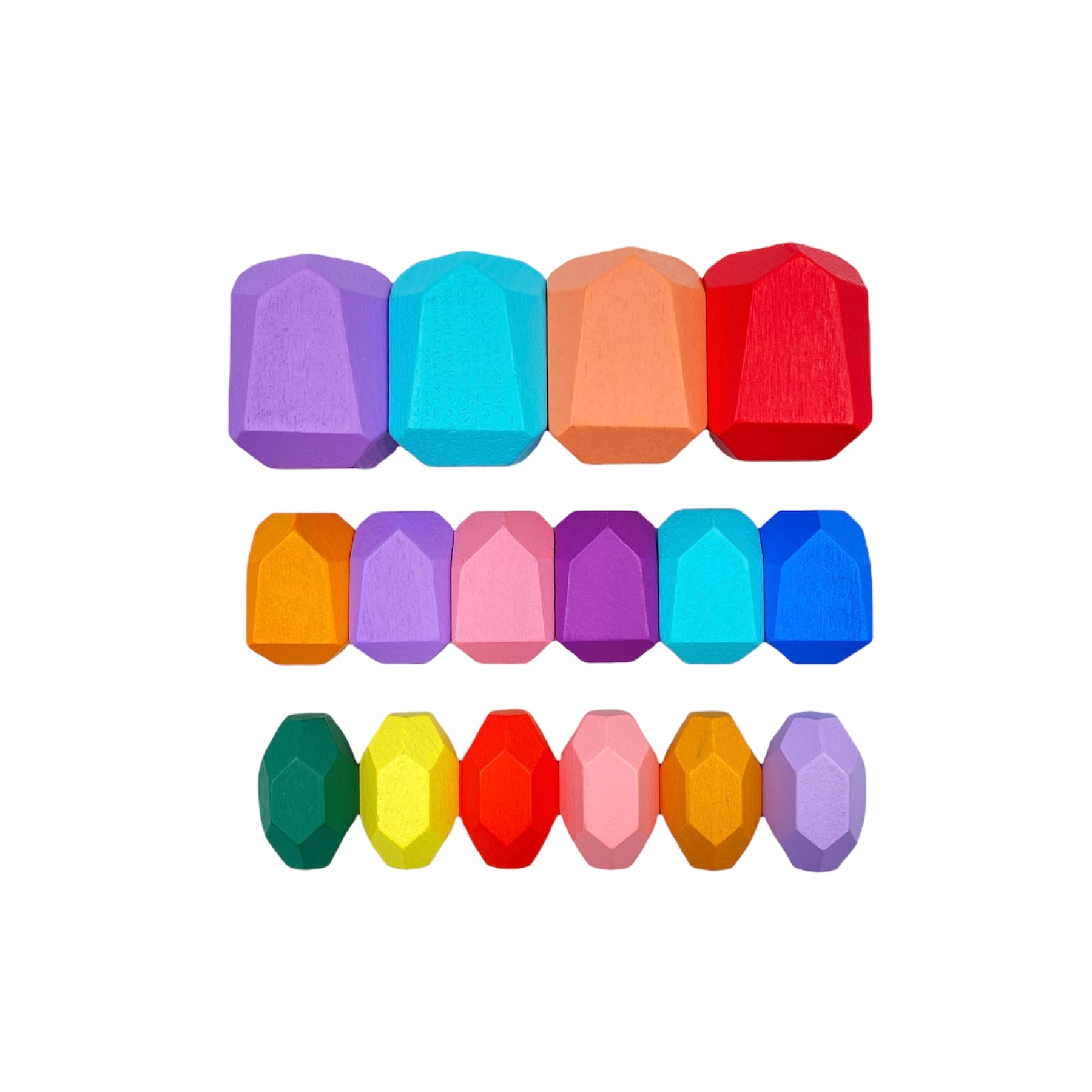 16 Pcs Wooden Stone Balancing Stacking Blocks in Pastel/Macaron Colors - The Nurturing Nook
