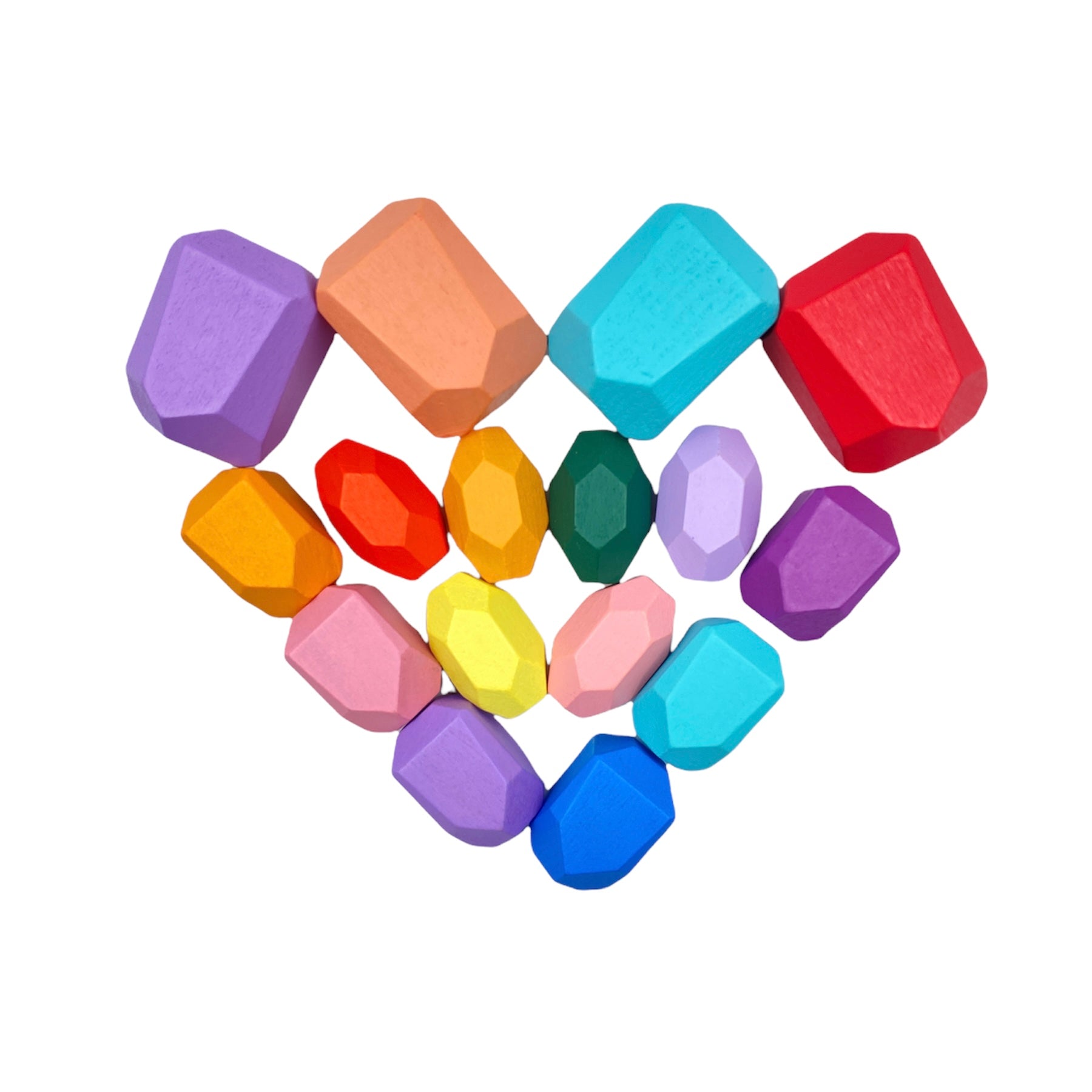 16 Pcs Wooden Stone Balancing Stacking Blocks in Pastel/Macaron Colors - The Nurturing Nook