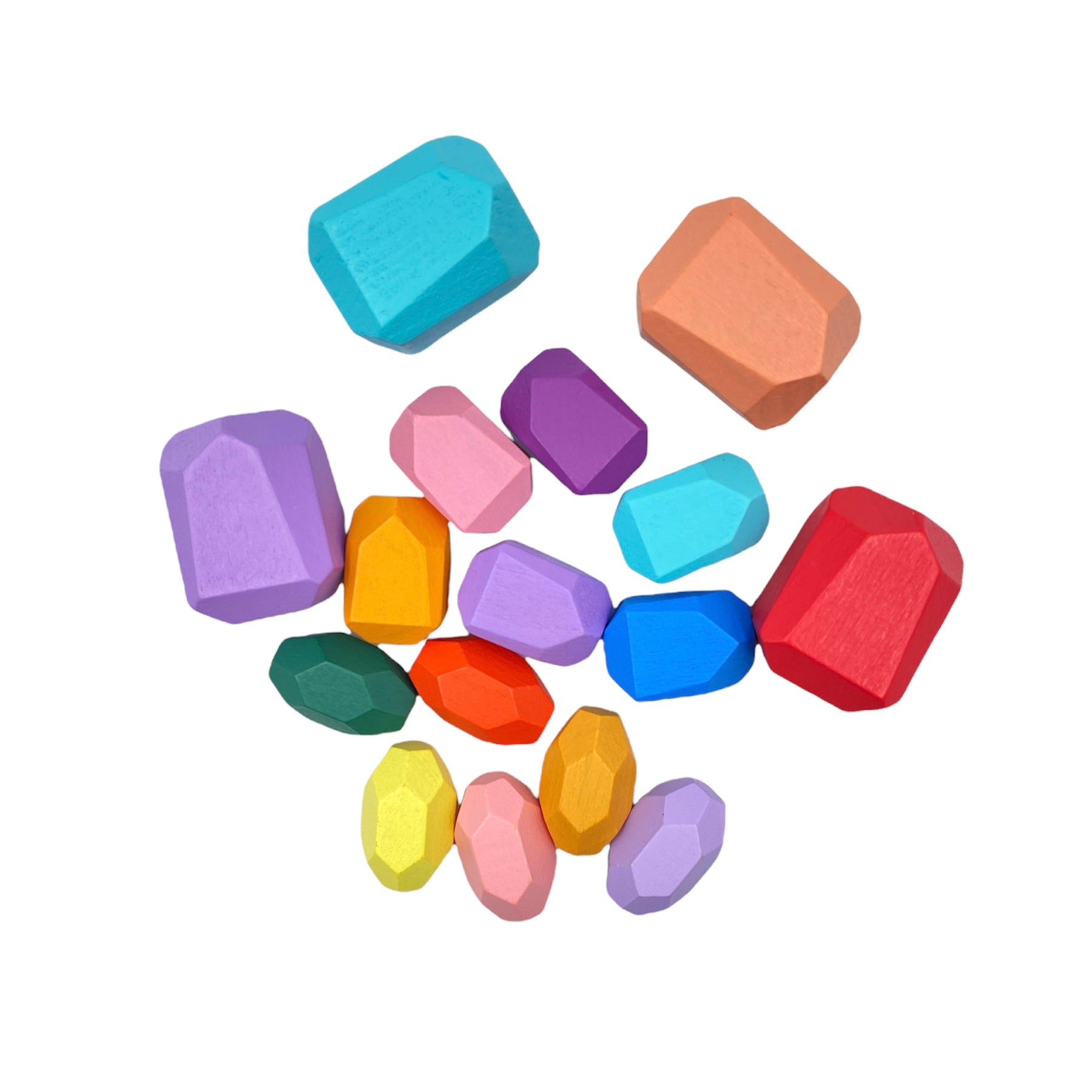 16 Pcs Wooden Stone Balancing Stacking Blocks in Pastel/Macaron Colors - The Nurturing Nook