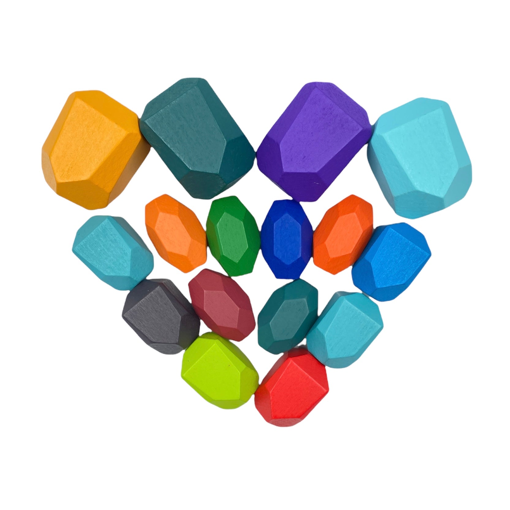 16 Pcs Wooden Stone Balancing Stacking Blocks in Primary Colors - The Nurturing Nook