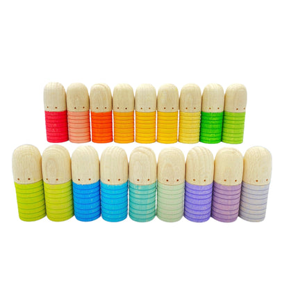 18 Pcs STAINED Wooden Brots Set - The Nurturing Nook
