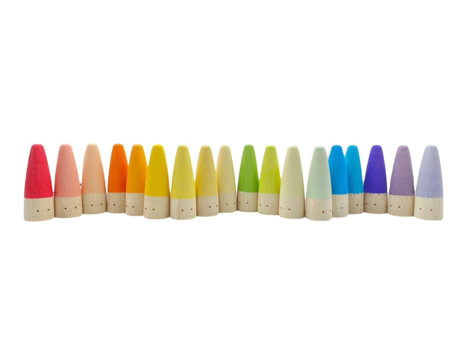18 Pcs STAINED Wooden Stick Gnomes Set - The Nurturing Nook