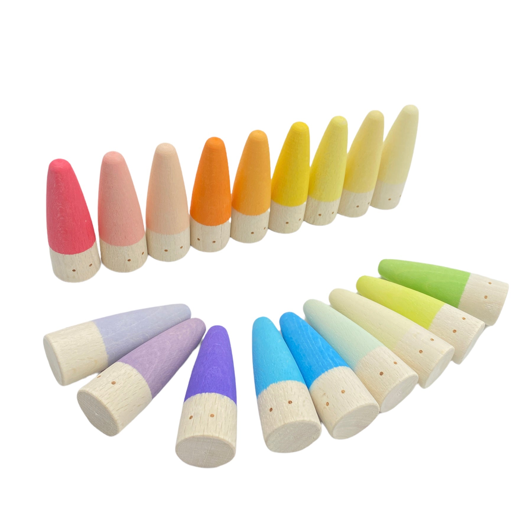 18 Pcs STAINED Wooden Stick Gnomes Set - The Nurturing Nook