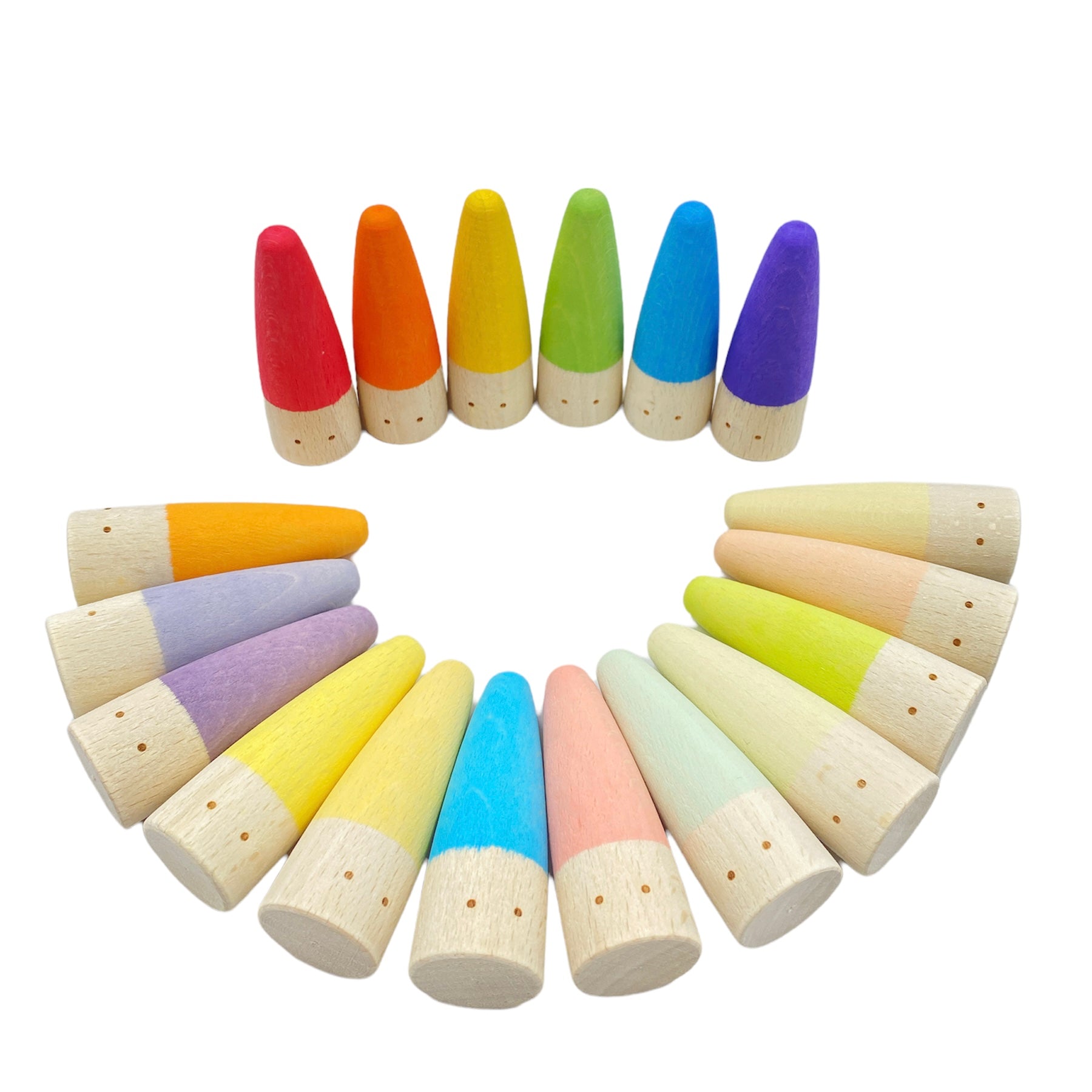 18 Pcs STAINED Wooden Stick Gnomes Set - The Nurturing Nook