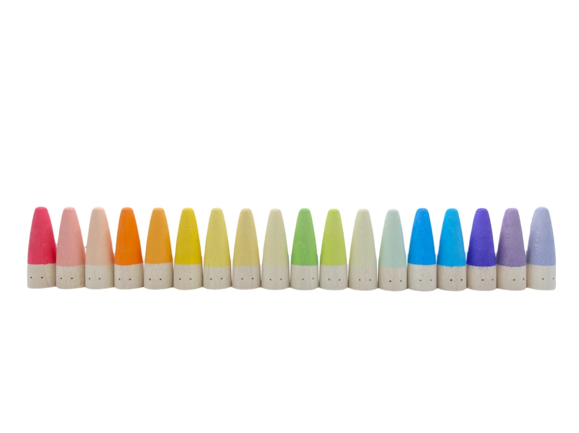 18 Pcs STAINED Wooden Stick Gnomes Set - The Nurturing Nook