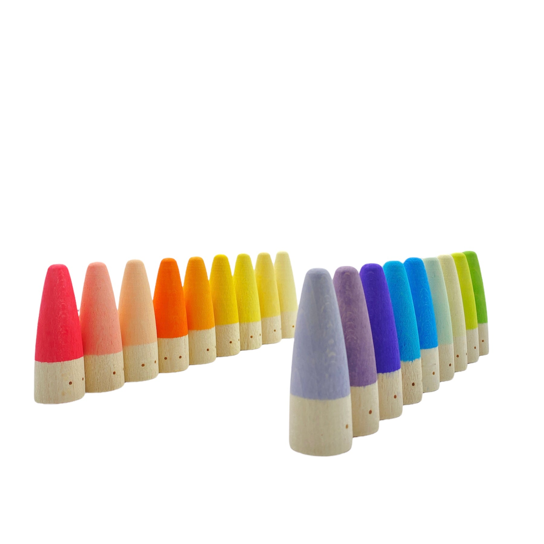 18 Pcs STAINED Wooden Stick Gnomes Set - The Nurturing Nook