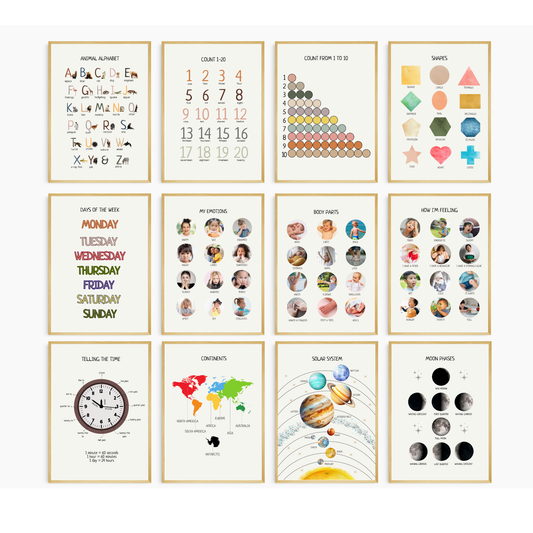 Educational Posters Bundle - 36 Printable Learning Prints for Montessori Classroom, Homeschool & Preschool Decor | Digital Download