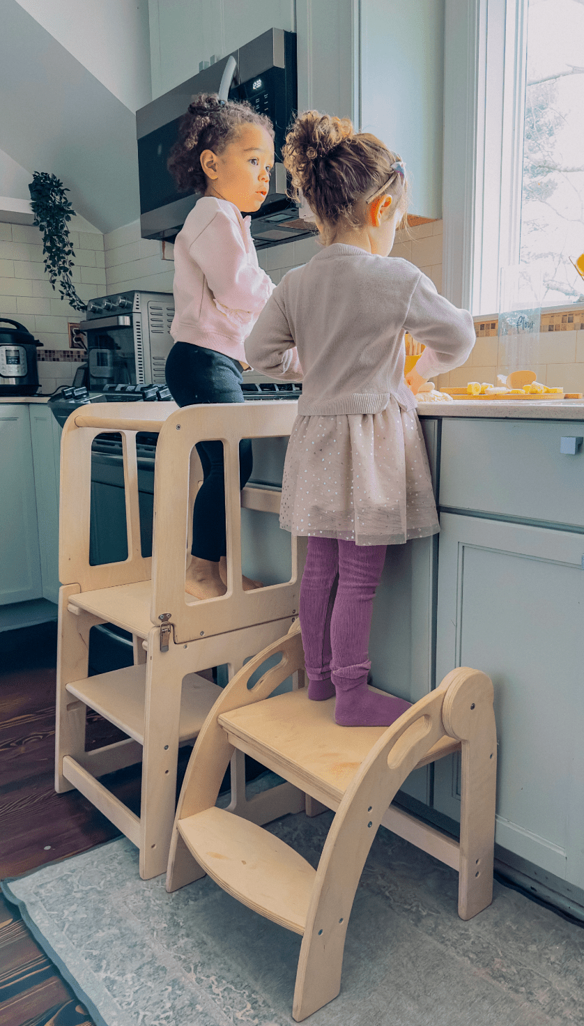 2 in 1: Montessori Toddler Tower & Toddler Desk - The Nurturing Nook