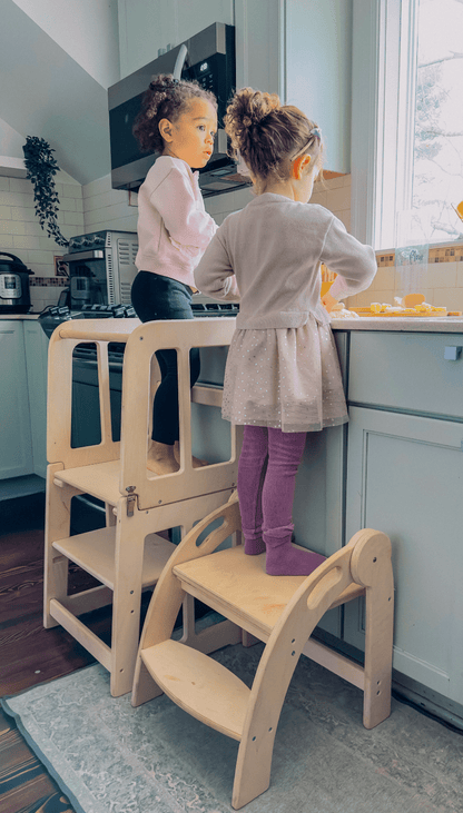 2 in 1: Montessori Toddler Tower & Toddler Desk - The Nurturing Nook