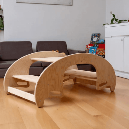 2 in 1: Montessori Wooden Seesaw & Table Chair Set - The Nurturing Nook