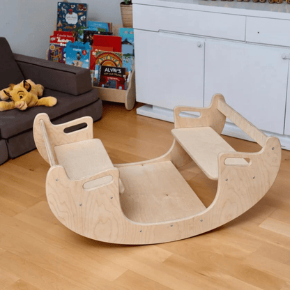 2 in 1: Montessori Wooden Seesaw & Table Chair Set - The Nurturing Nook