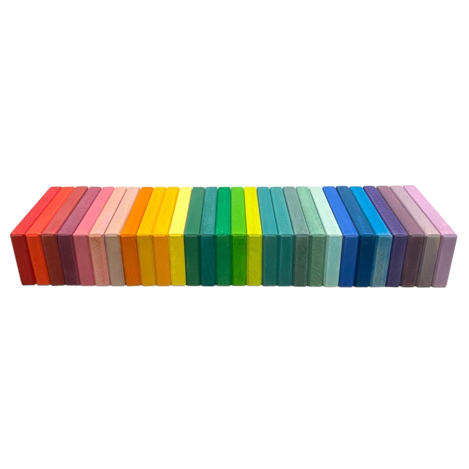 28 Pcs STAINED Wooden Rainbow Building Slats - The Nurturing Nook