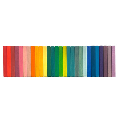 28 Pcs STAINED Wooden Rainbow Building Slats - The Nurturing Nook