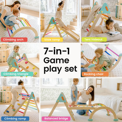 Tiny Land® 7-in-1 Rainbow Pikler Triangle Set