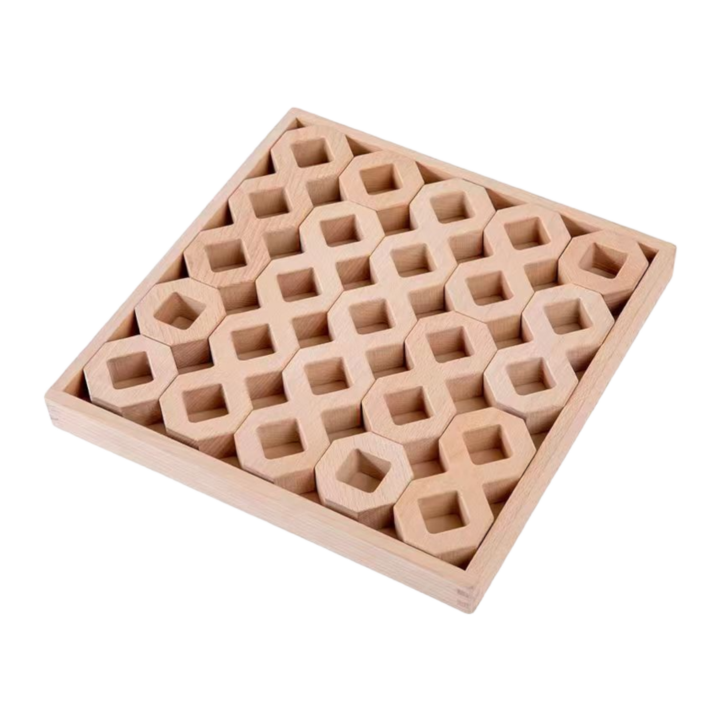**Pre-order (Ships in 2-3 weeks)** 12 Pcs Wooden Windows Building Block Set with Storage Tray