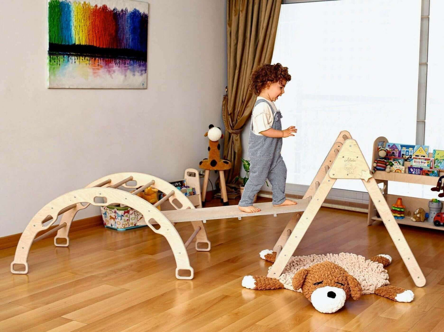 Climbing Triangle, Arch Rocker, Pillow, and 2in1 Ramp / 4 Pieces Set