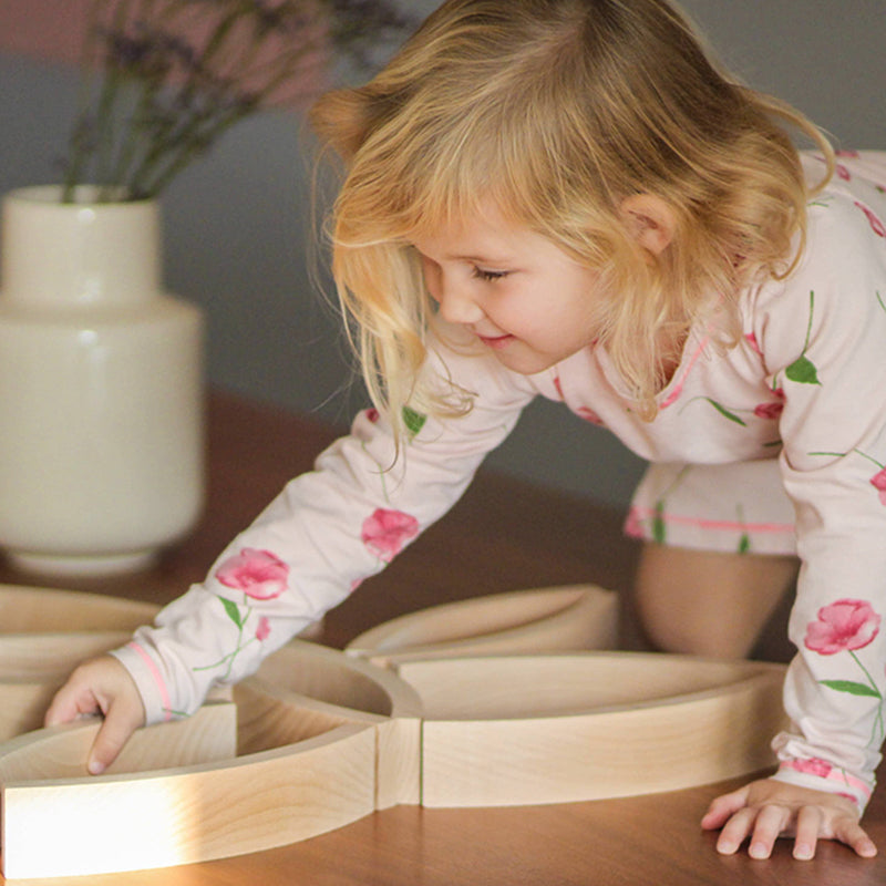 **Pre-order (Ships in 2-3 Weeks)** 42 Pcs Combination Set with 12 Large and 30 Mini Curved Natural Wooden Building Blocks