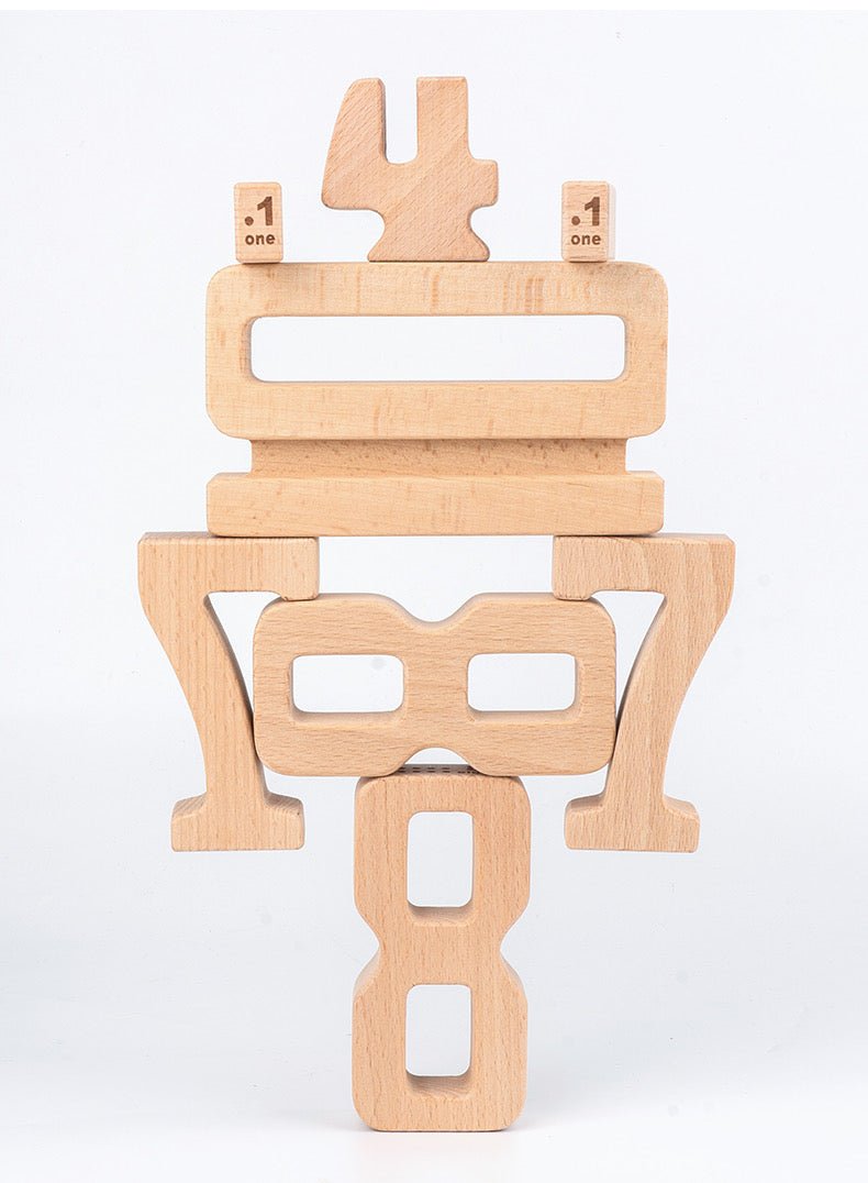 32 Pcs Wooden Math Number Building Blocks Set with Tray - The Nurturing Nook