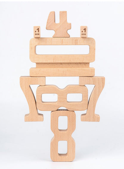 32 Pcs Wooden Math Number Building Blocks Set with Tray - The Nurturing Nook
