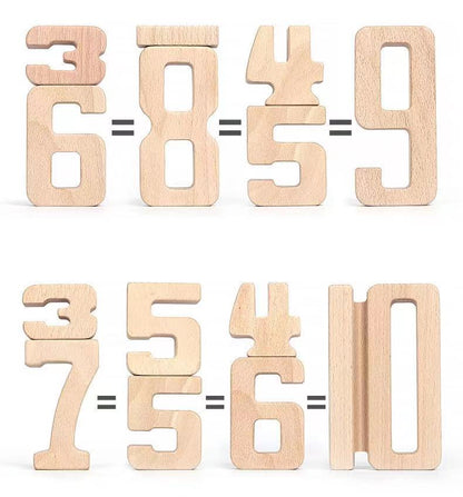32 Pcs Wooden Math Number Building Blocks Set with Tray - The Nurturing Nook