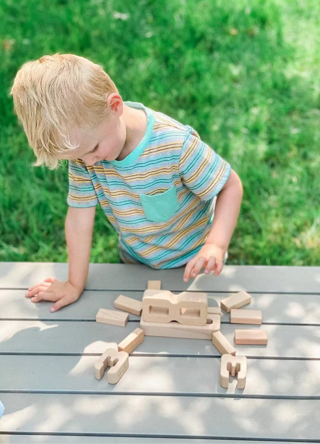 32 Pcs Wooden Math Number Building Blocks Set with Tray - The Nurturing Nook