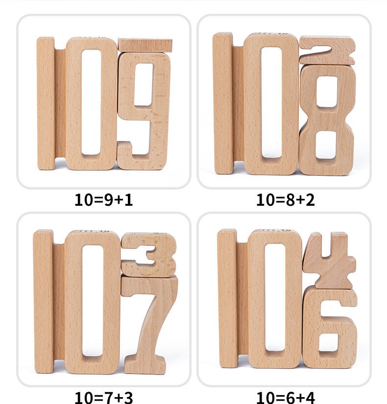 32 Pcs Wooden Math Number Building Blocks Set with Tray - The Nurturing Nook