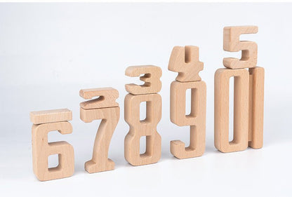 32 Pcs Wooden Math Number Building Blocks Set with Tray - The Nurturing Nook