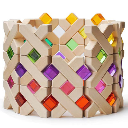 32 Pcs X - shape Blocks Set with Storage Tray - The Nurturing Nook