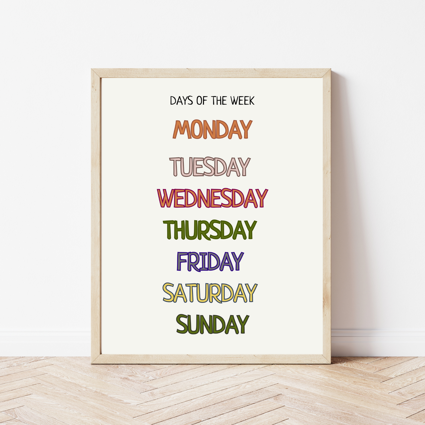Days of the Week Poster - Montessori Educational Printable for Kids, Classroom & Nursery Decor | Digital Download