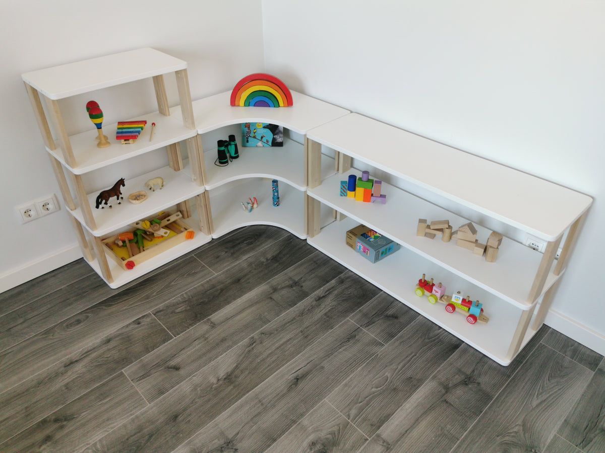 One Little Pine handmade solid wood Montessori shelf - straight