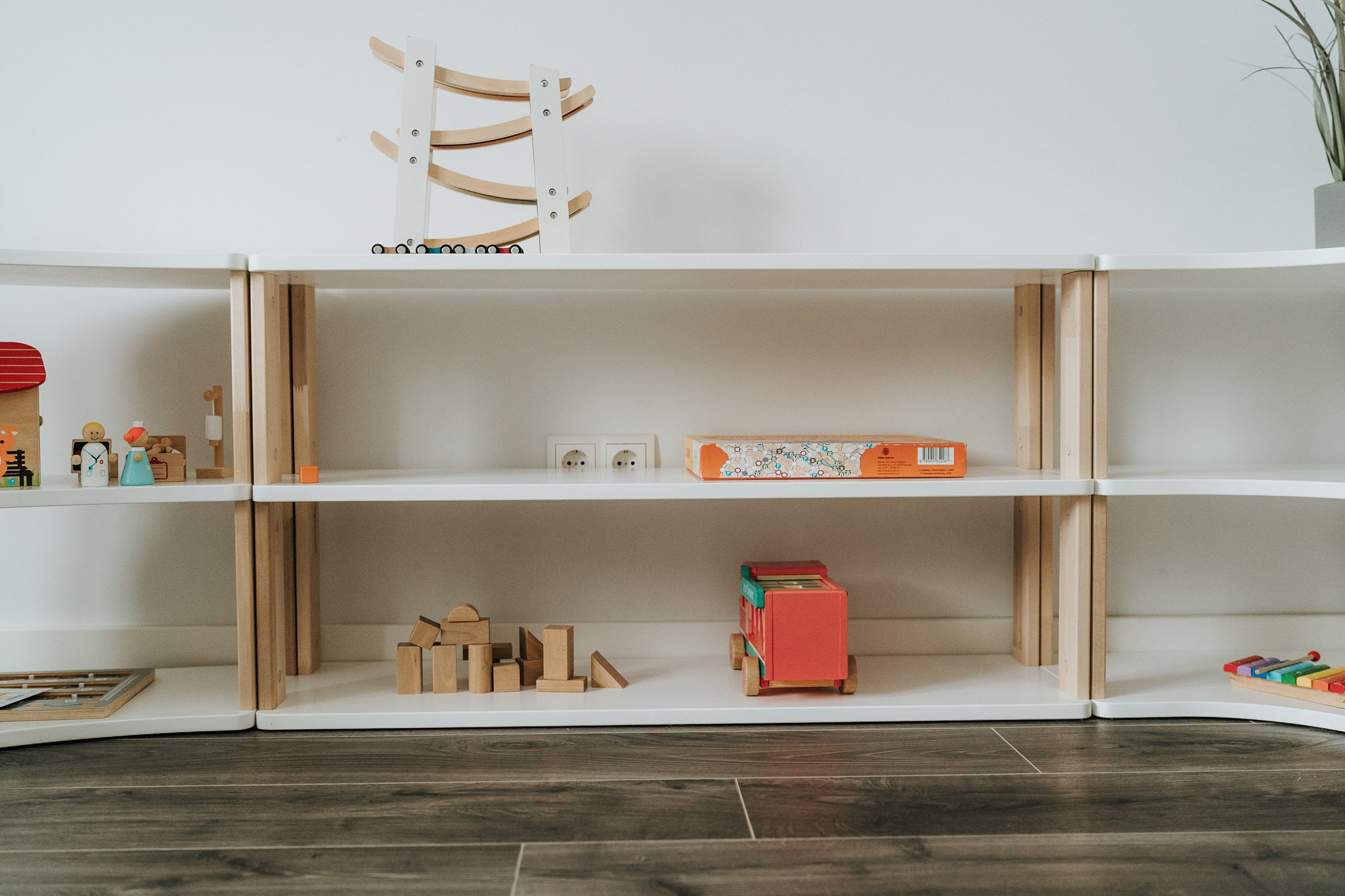 One Little Pine handmade solid wood Montessori shelf - straight