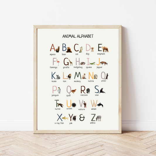 Animal Alphabet Poster - Educational Wall Art for Classroom, Homeschool & Nursery | Digital Download Printable