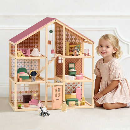 Tiny Land® Sweetwood Pegasus Dollhouse & Wooden Dollhouse Dolls