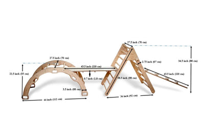 Montessori Climbing Set / Climbing Triangle - Arch / Rocker with 2 Ramps / 4 Pieces Set