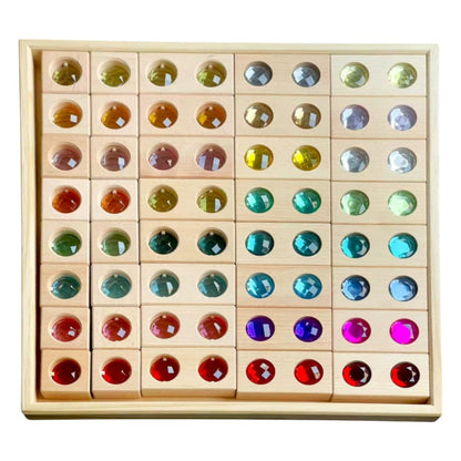 40 PCS Wooden Gemmed Blocks Set with Storage Tray - The Nurturing Nook
