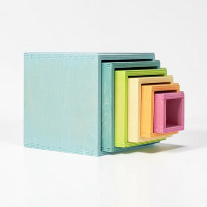 **Pre-order (Ships in 2-3 weeks)** 6 Pcs Colored Wooden Nesting Box Set in Pastel/Macaron Color
