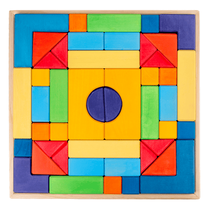 46 Pcs STAINED Large Basic II Building Block Set with Storage Tray - The Nurturing Nook